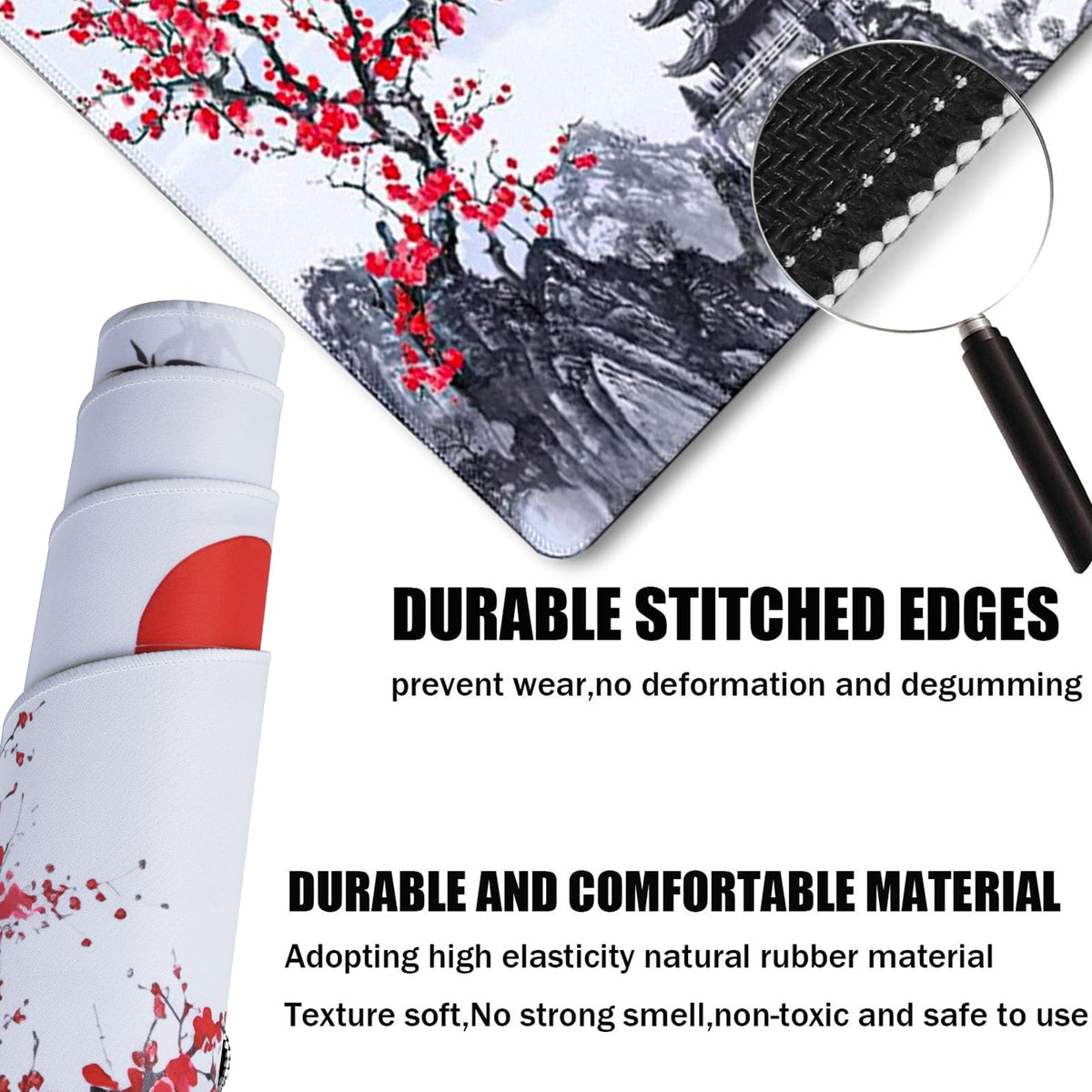 Gaming Mouse Pad Ink Pattern, 31.5x15.7 Inch Waterproof Computer Big Mousepad Non-Slip Mouse Mat