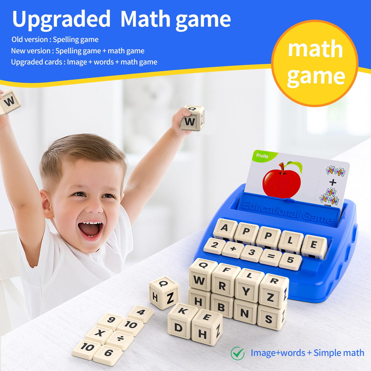 DEGIDEGI Educational Toys for Kids Ages 3-8, Matching Letter Spelling Math Counting Game,Learning