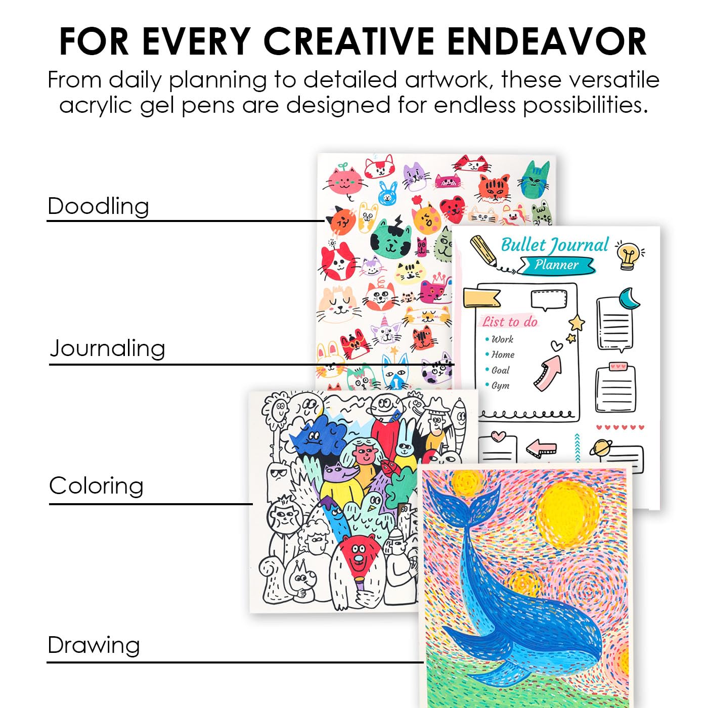 Grabie Acrylic Gel Pens Coloring Kit with Book, Pack of 12 Ocean Colors
