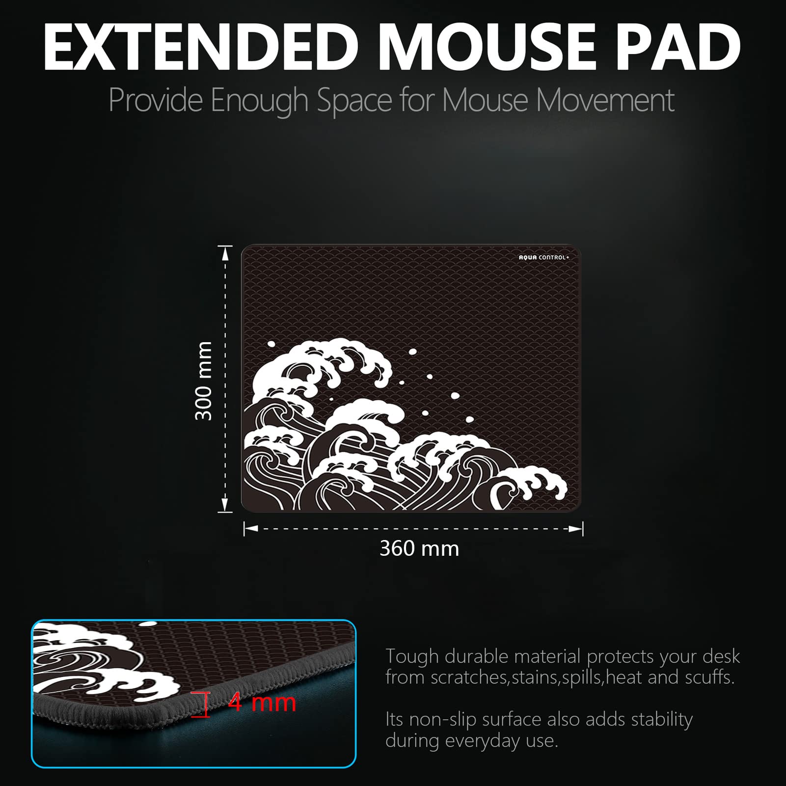 X-Raypad Aqua Control Plus Wave Gaming Mouse Pad, Ultra-High Precision Mouse Pad with Perfect Speed