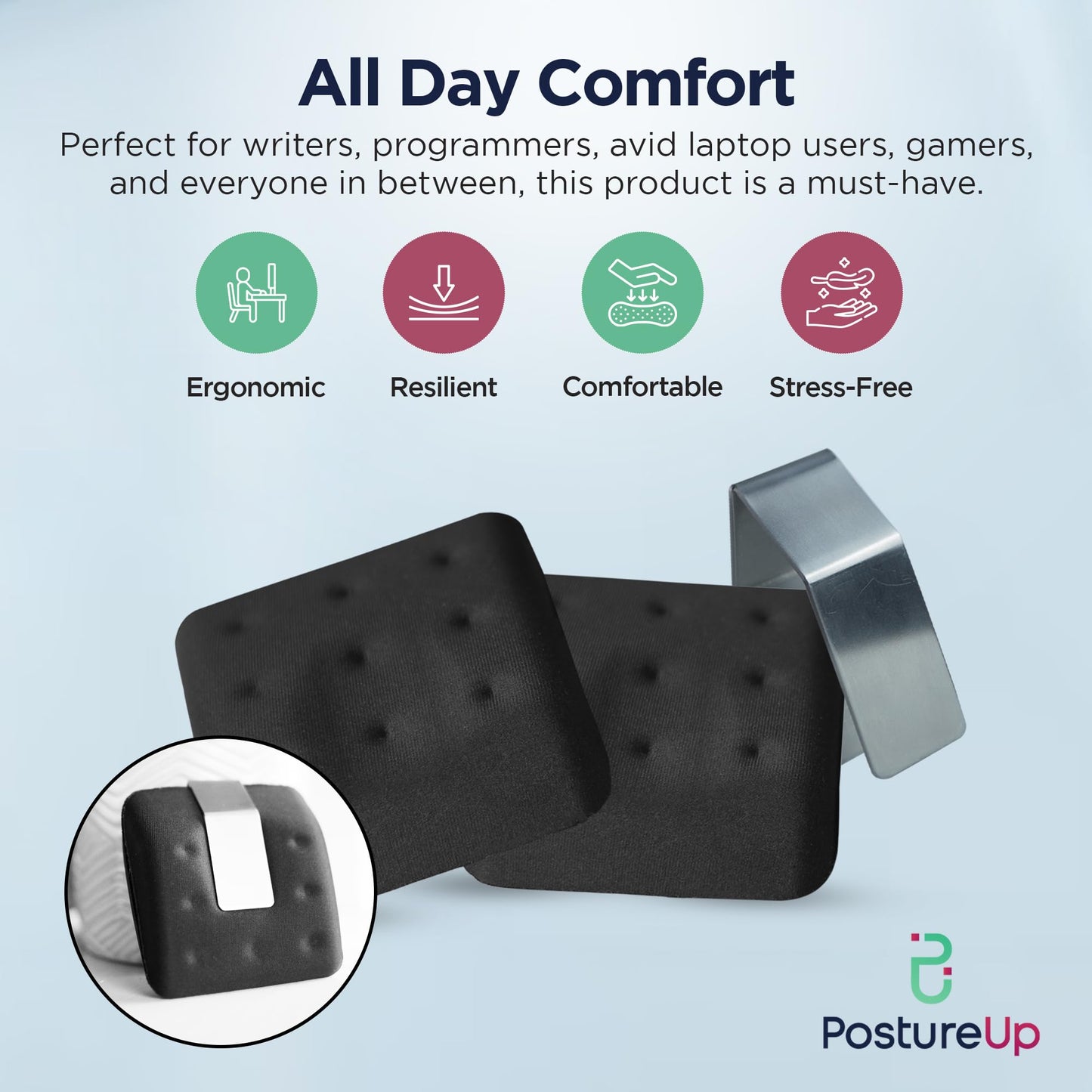 WavePads by PostureUp– Original Two Pack Adjustable Wrist Rests for Laptop Keyboard Ergonomic