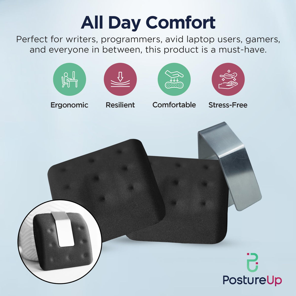 WavePads by PostureUp– Original Two Pack Adjustable Wrist Rests for Laptop Keyboard Ergonomic