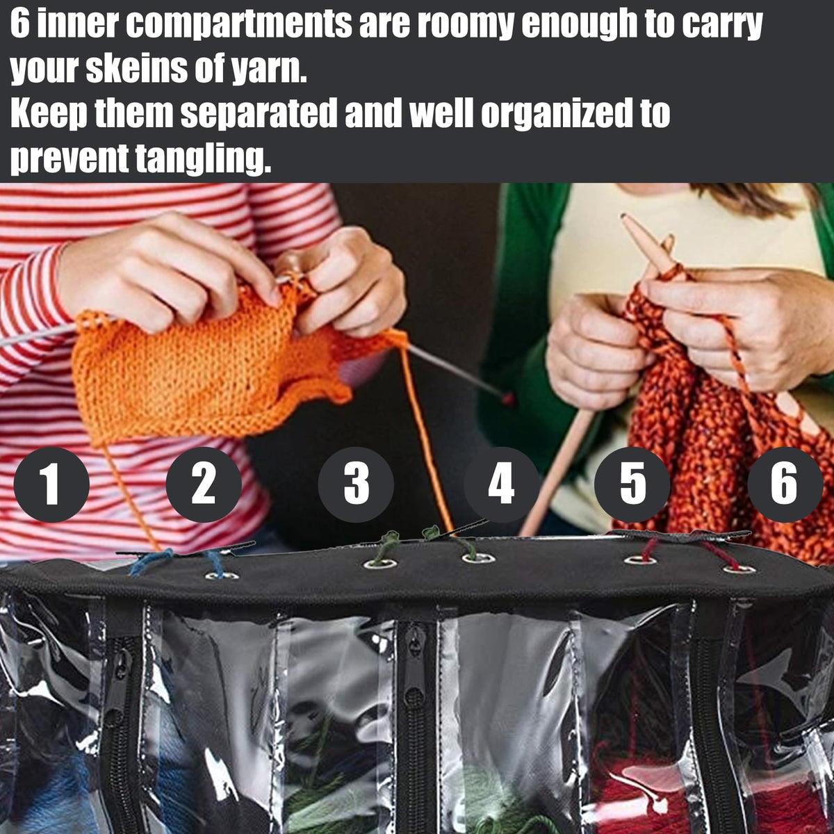 MEKBOK Knitting Organizer Portable Knitting Yarn Storage Bag With Multiple Pockets, Individual