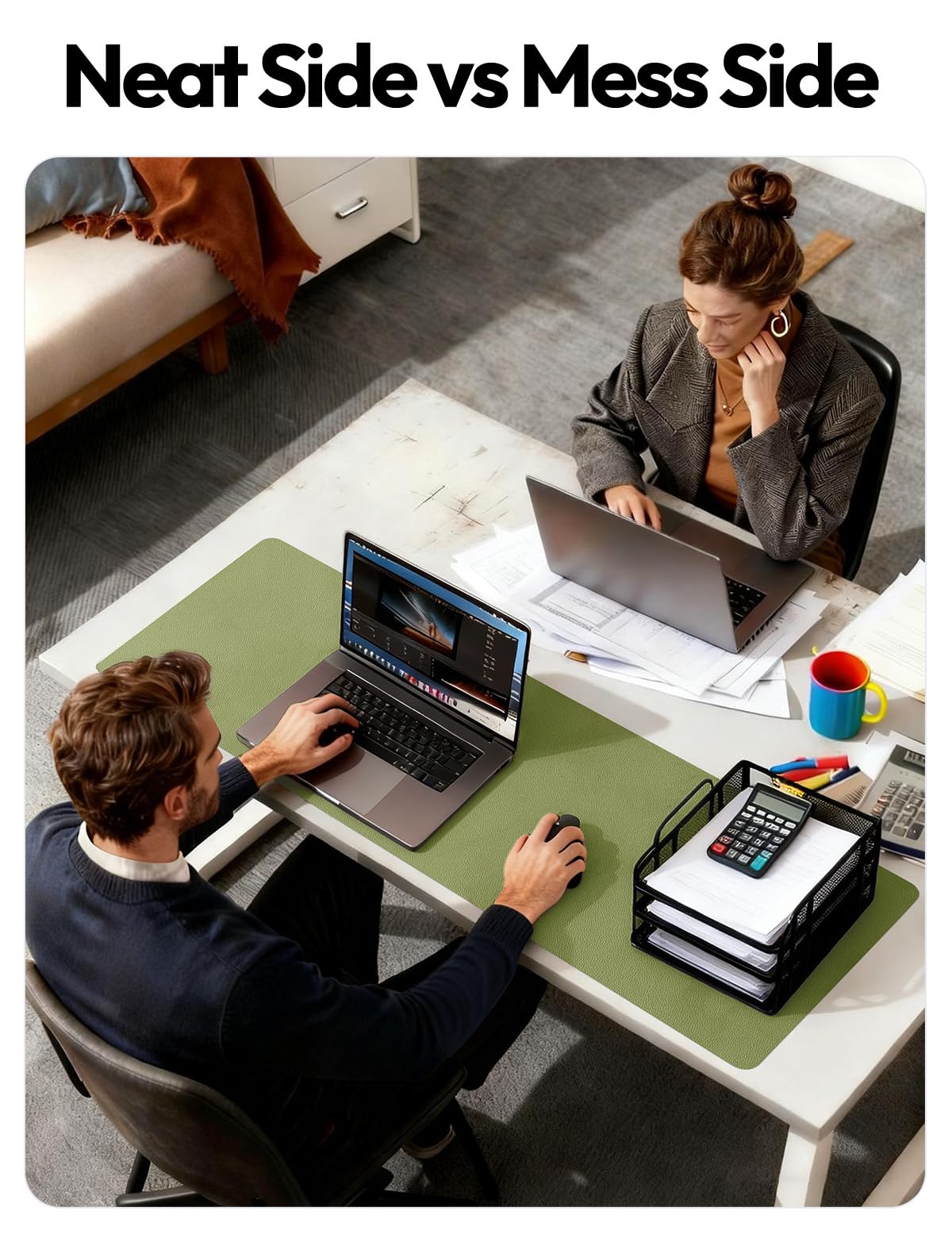YSAGi Leather Desk Protector, Office Mat, Large Mouse Mat, Non-Slip PU Leather Blotter, Laptop Pad