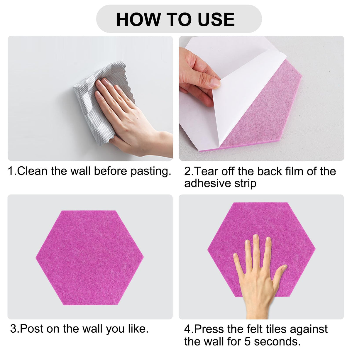 Vuzvuv 8Pcs Cork Bulletin Board for Wall Office-Hexagon Purple