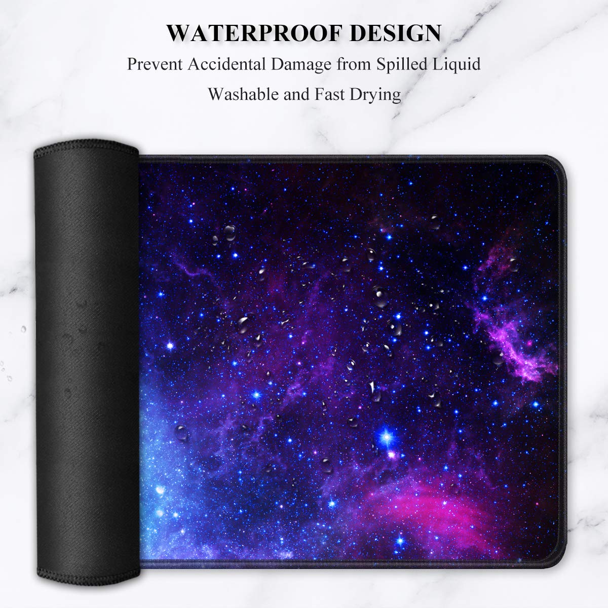 Auhoahsil Large Gaming Mouse Pad, XXL 35.4 x 15.7 in Office Desk Mat,Galaxy