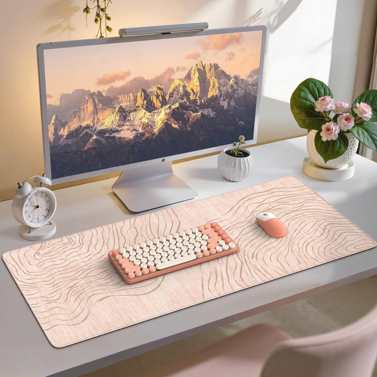 iCasso Big Mouse Pad,Aesthetic Desk Cover Mat for Desktop,Beige