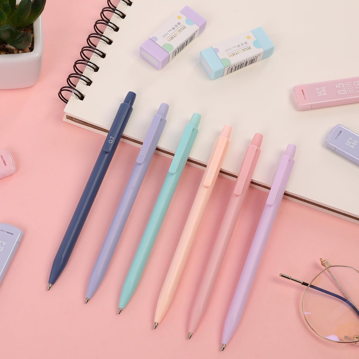 SKYDUE Cute School Supplies Kit, 38 PCS Aesthetic Stationery Set with Large Pencil Case, Pens
