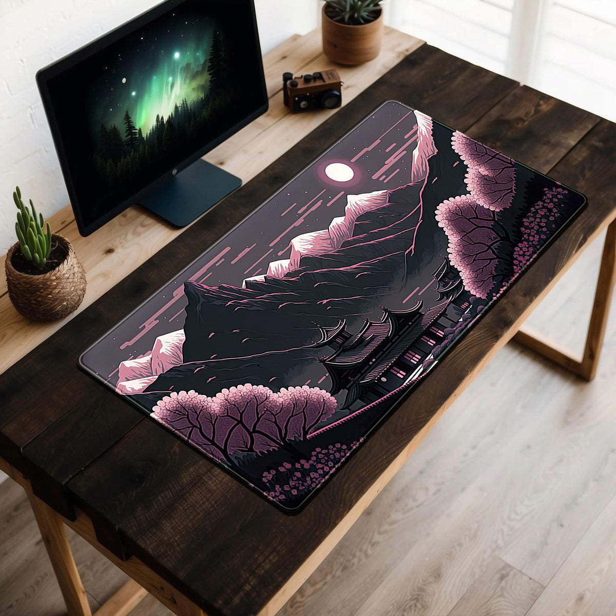 Sakura Blossom Desk Mat Japanese Scenery Mountain Large Mouse Pad XXL Extended Gaming Mousepad