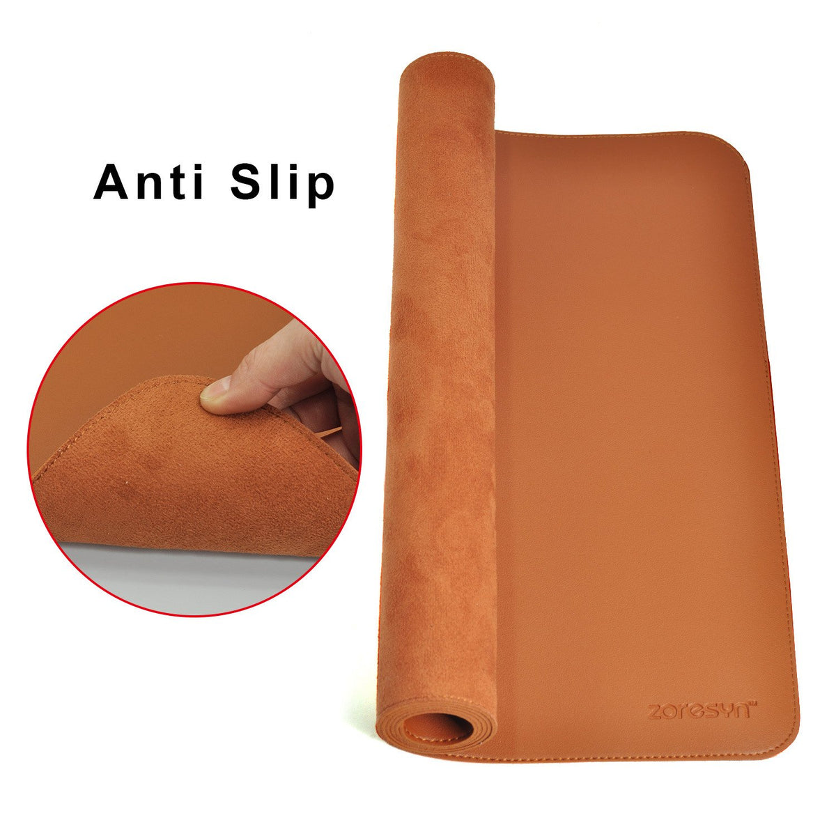 ZORESYN Large PU Leather Desk Pad, 35.4" x 15.8", Brown