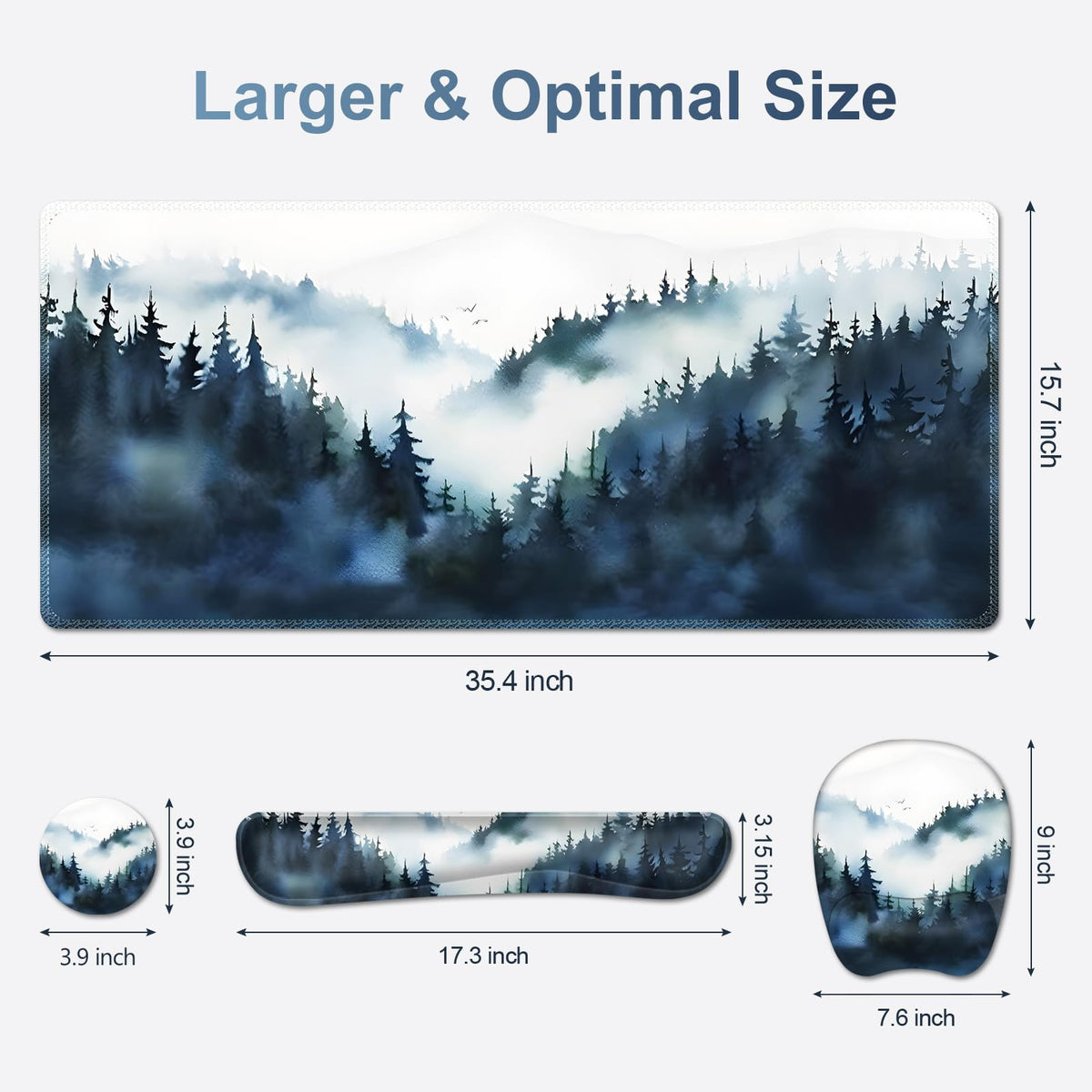 Large Mouse Pad, Keyboard Wrist Rest Set, Ergonomic Mouse Pad with Wrist Support, Desk Mat with