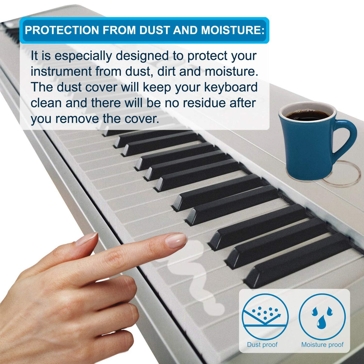 HQRP Elastic Dust Cover w/Bag compatible with Yamaha YPG-235 DGX-230 PSR-EW400 Motif XF6 MOXF6