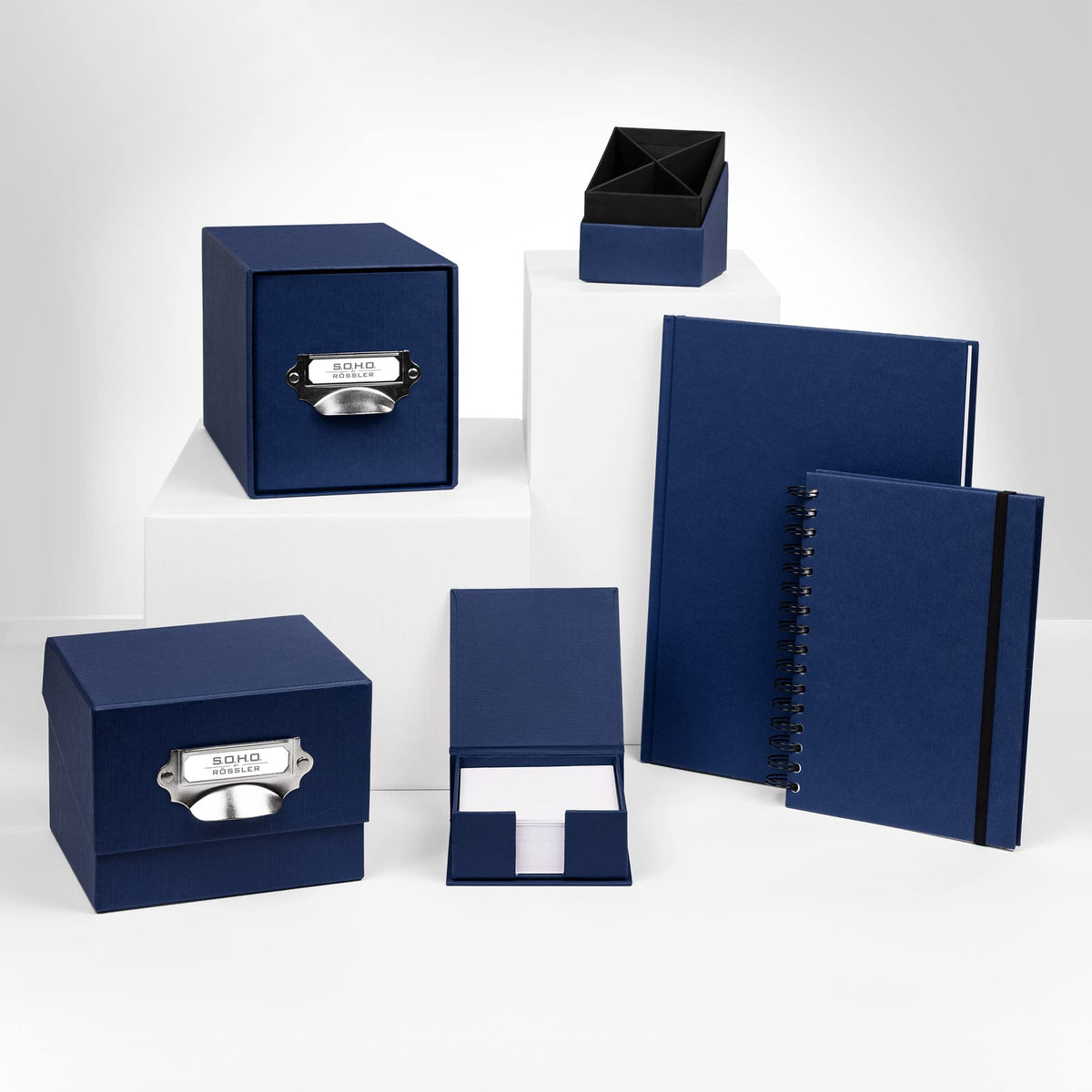 Rössler SOHO 165mm x 150mm A4 Photo Box with Handle and Index Holder - Navy Blue