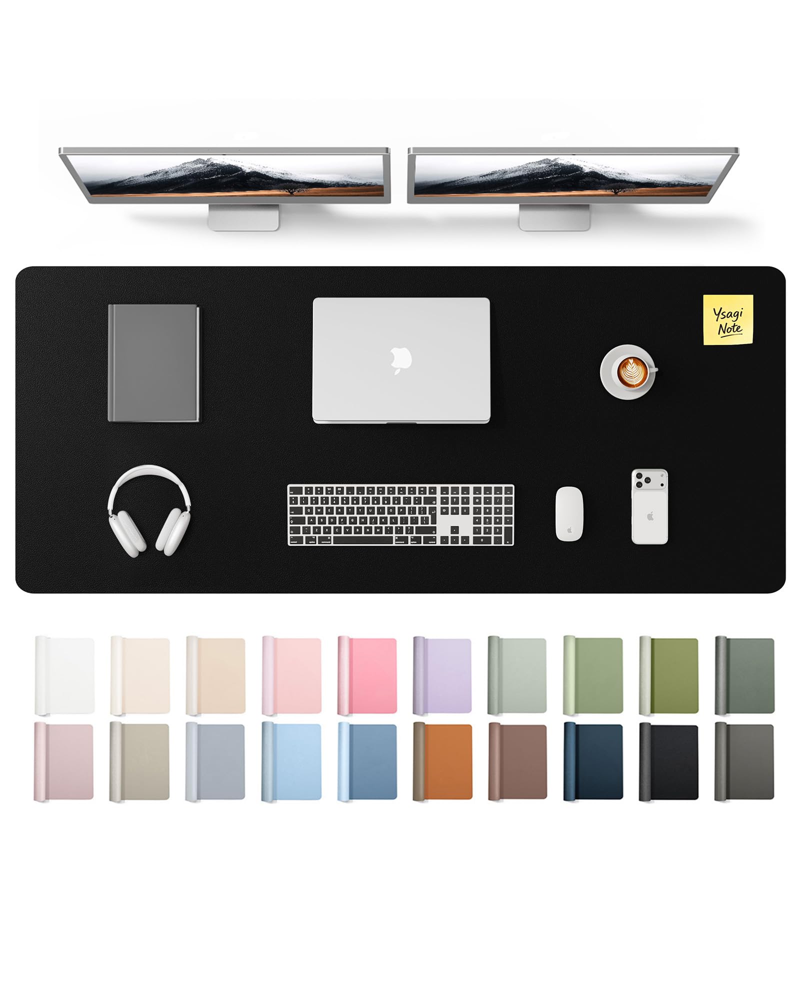 YSAGi Leather Desk Pad Protector, Office Desk Mat, Large Mouse Pad, Non-Slip PU Leather Desk