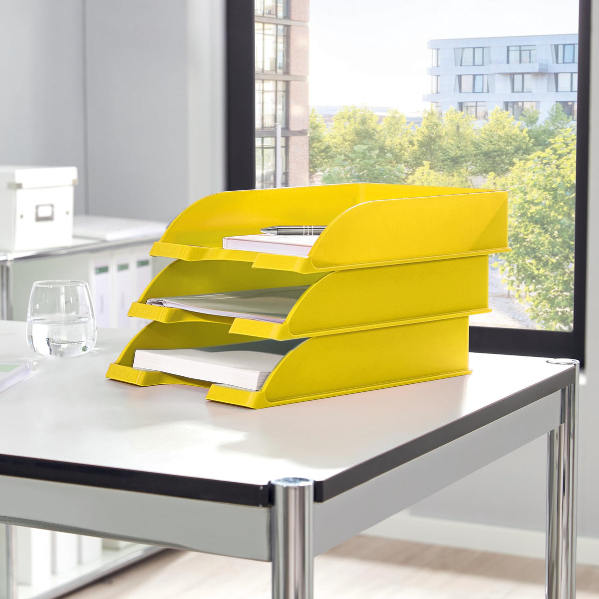 Leitz A4 Letter Tray, Yellow, Wow Range, 52263016