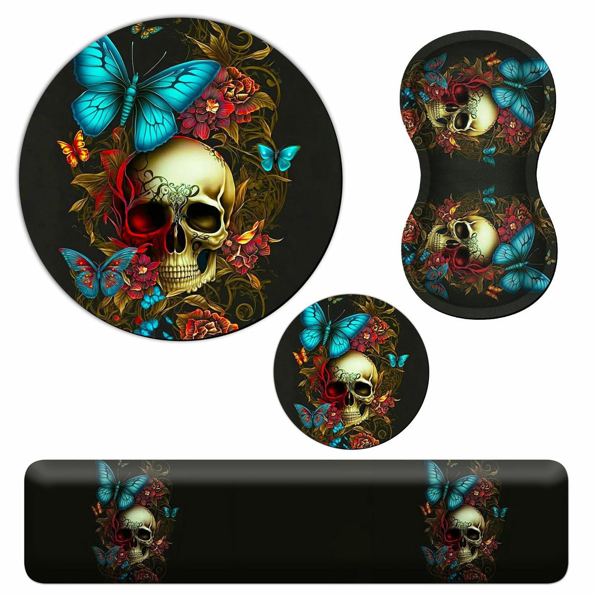 Mouse Pad with Wrist Rest + Keyboard Wrist Rest + Gaming Mouse Pad + Coasters Ergonomic Memory Foam