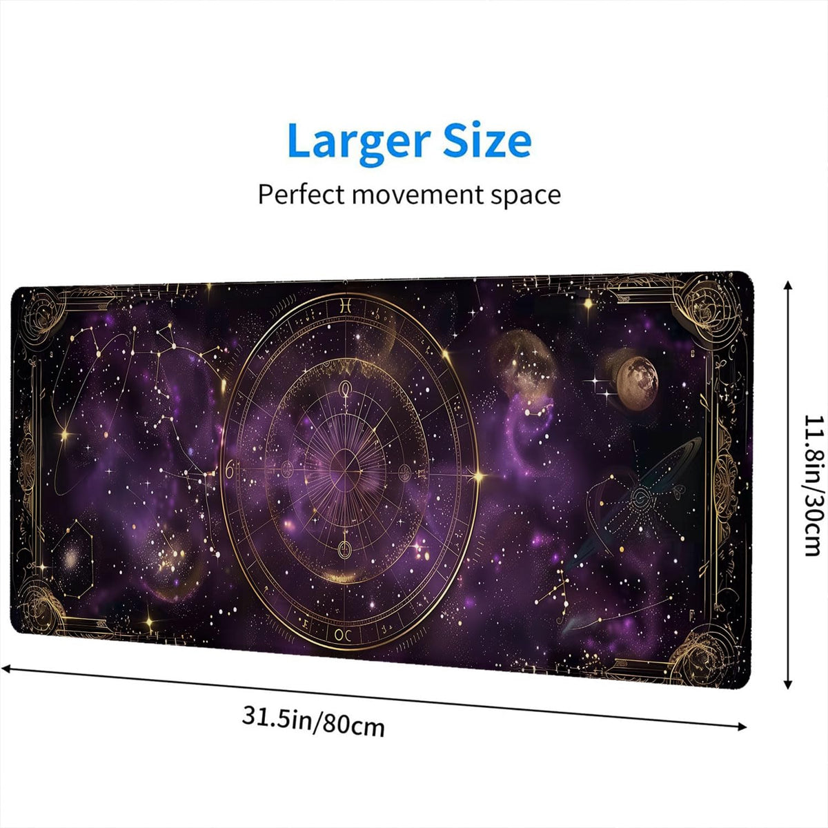 Purple Star Moon Card Desk Pad Mouse Pad Mysterious Galaxy Large Gaming Mouse Mat with Stitched