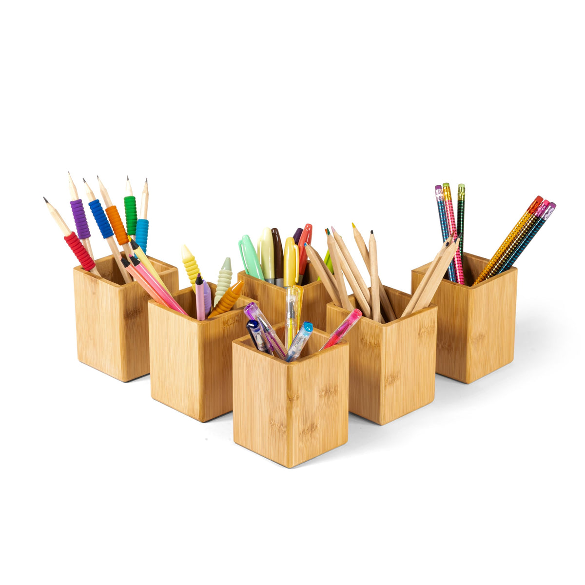 Osco Bamboo Square Pen Pot