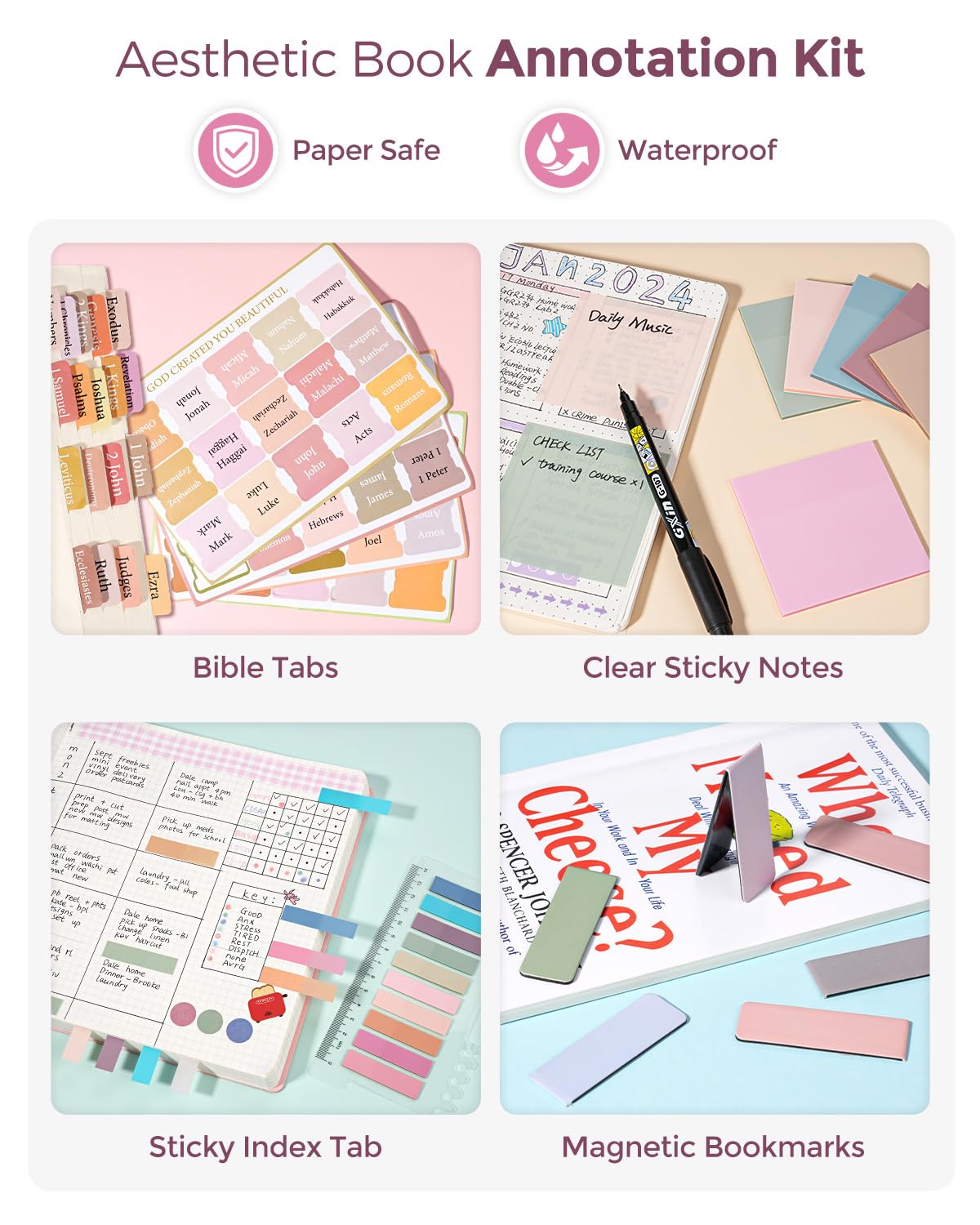 Nicpro 71PCS Aesthetic School Supplies with Pen Case, Bible Study Kit, Pink