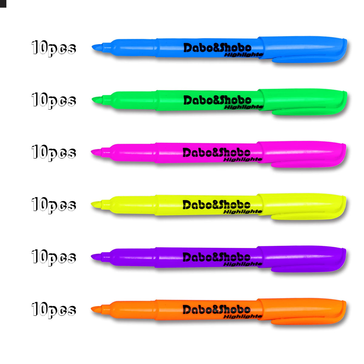 Dabo&Shobo Highlighters, 60 Bulk Pack Highlighter, Assorted Colors, Chisel Tip, Quick Drying For