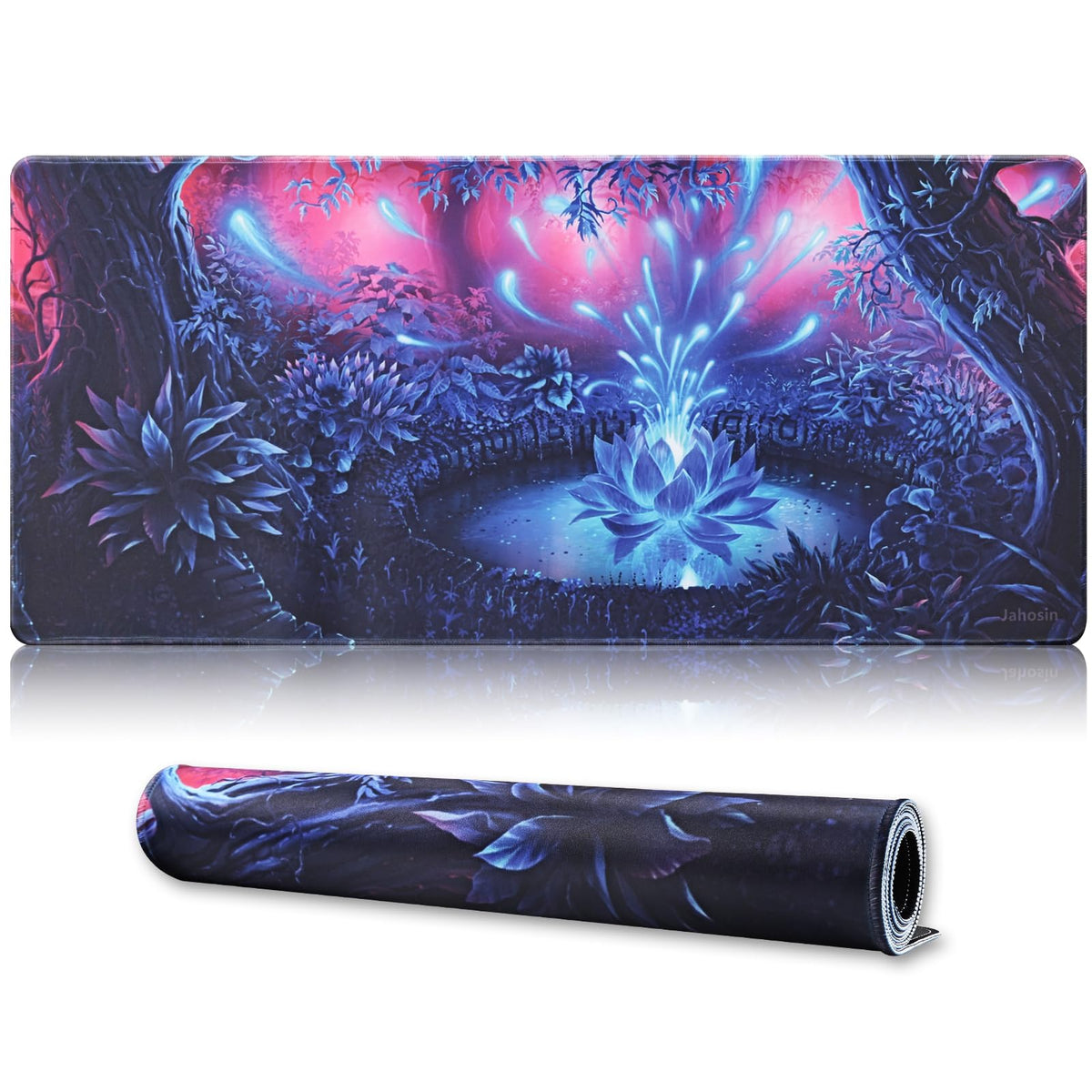 Jahosin Large Gaming Mouse Pad with Stitched Edges,[35.4x15.7In] Extended Mouse Pad with Non-Slip
