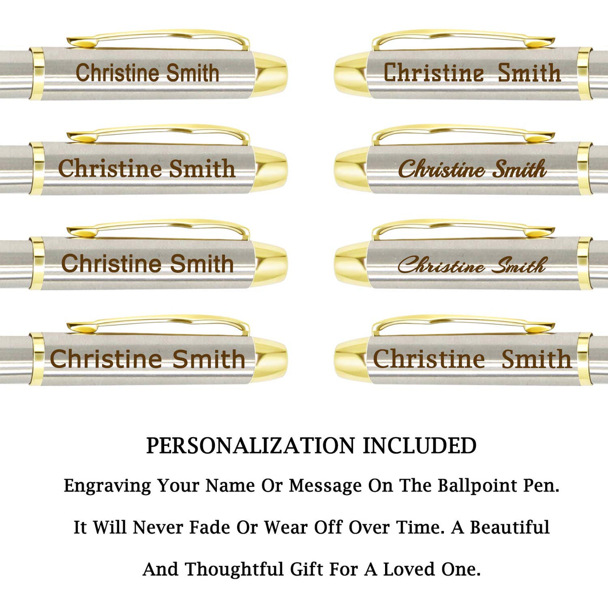 Amlion Personalized Pens Custom Engraved Pen with Name, Refillable Medium Refill, Personalized