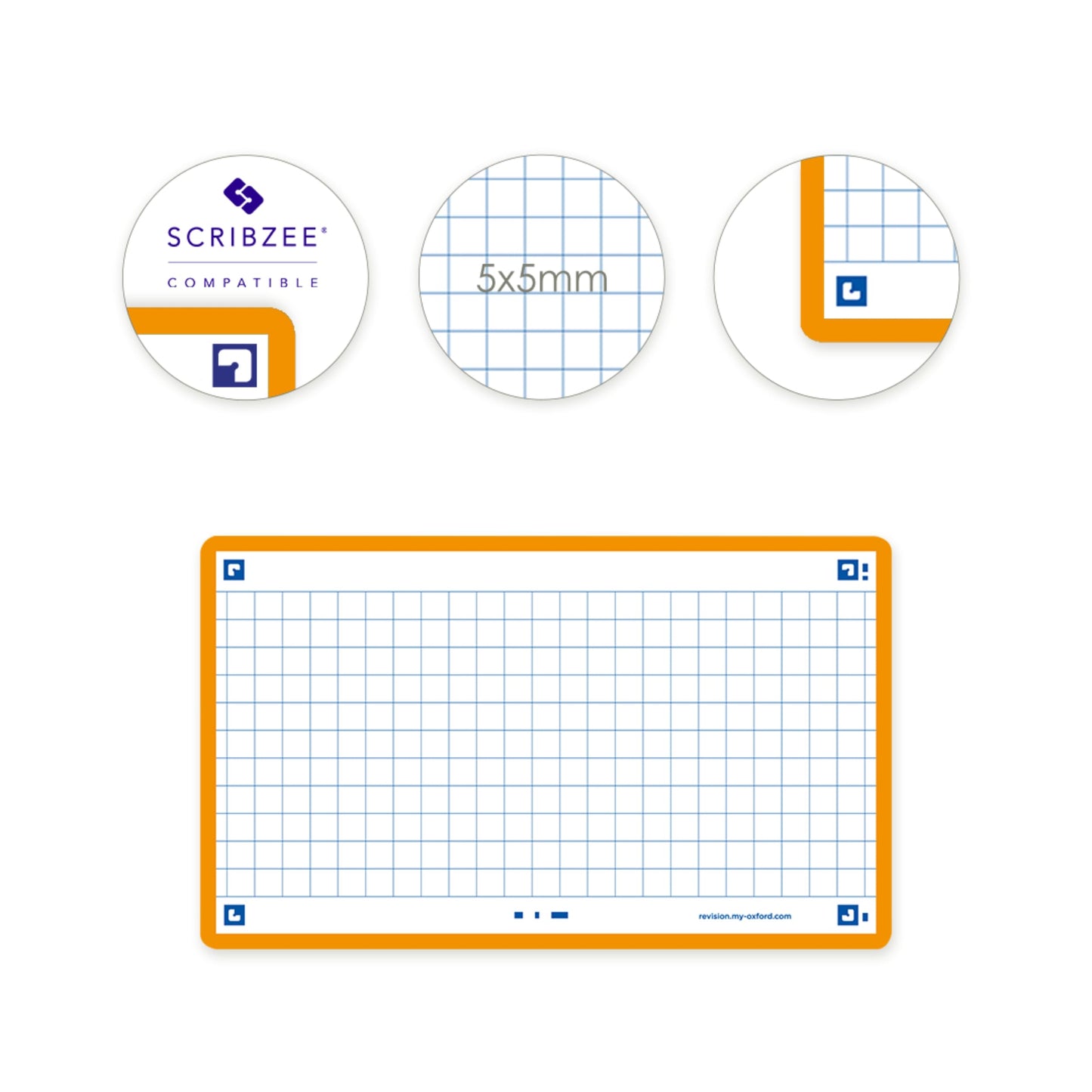 Flash Cards by Oxford, Squared with Orange Frame, Pack of 80 Cards, 7.5x12.5cm Size 400133870