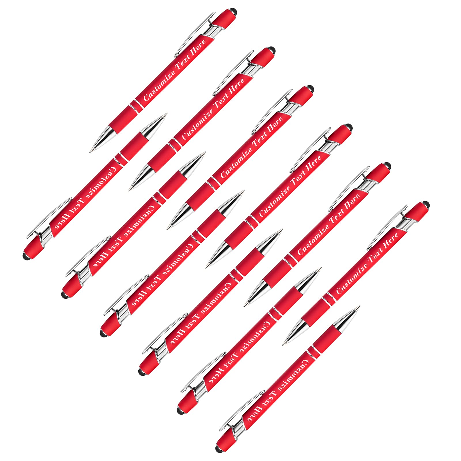 Personalized Pens Bulk with Stylus Tip 12 Pcs Custom Engraving Ballpoint Pens with Name Message