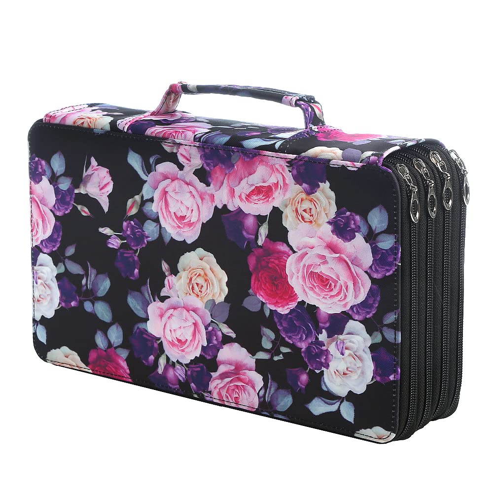 Lbxgap 300 Slots Pencil Case 4-Layer Zipped Holder w/Handle