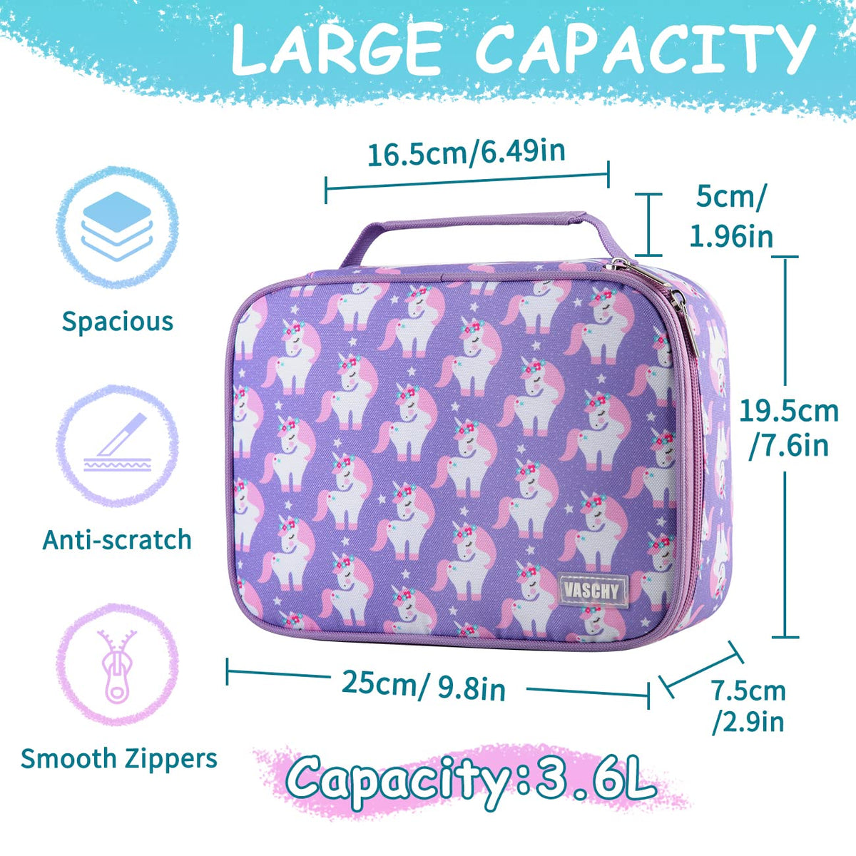 VASCHY Large Pencil Case, Art Color Pencils Pouch with Detachable Layers Multiple Zip Pockets for