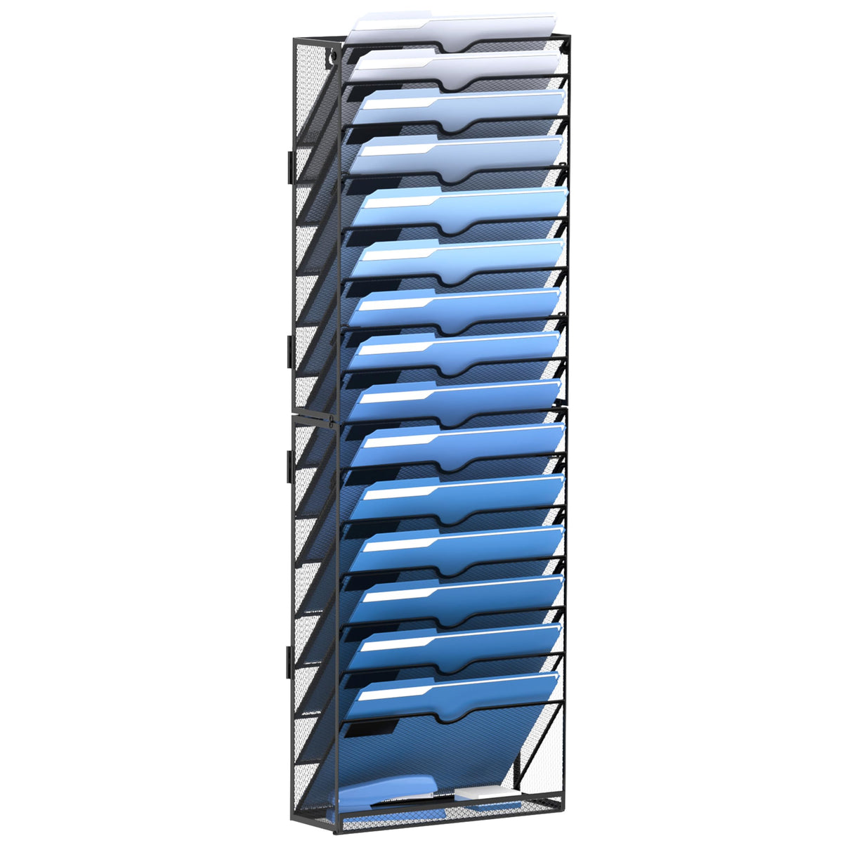 DALTACK Wall File Holder 16 Tier Hanging Wall File Organizer, for Papers Mails Folders Clipboard