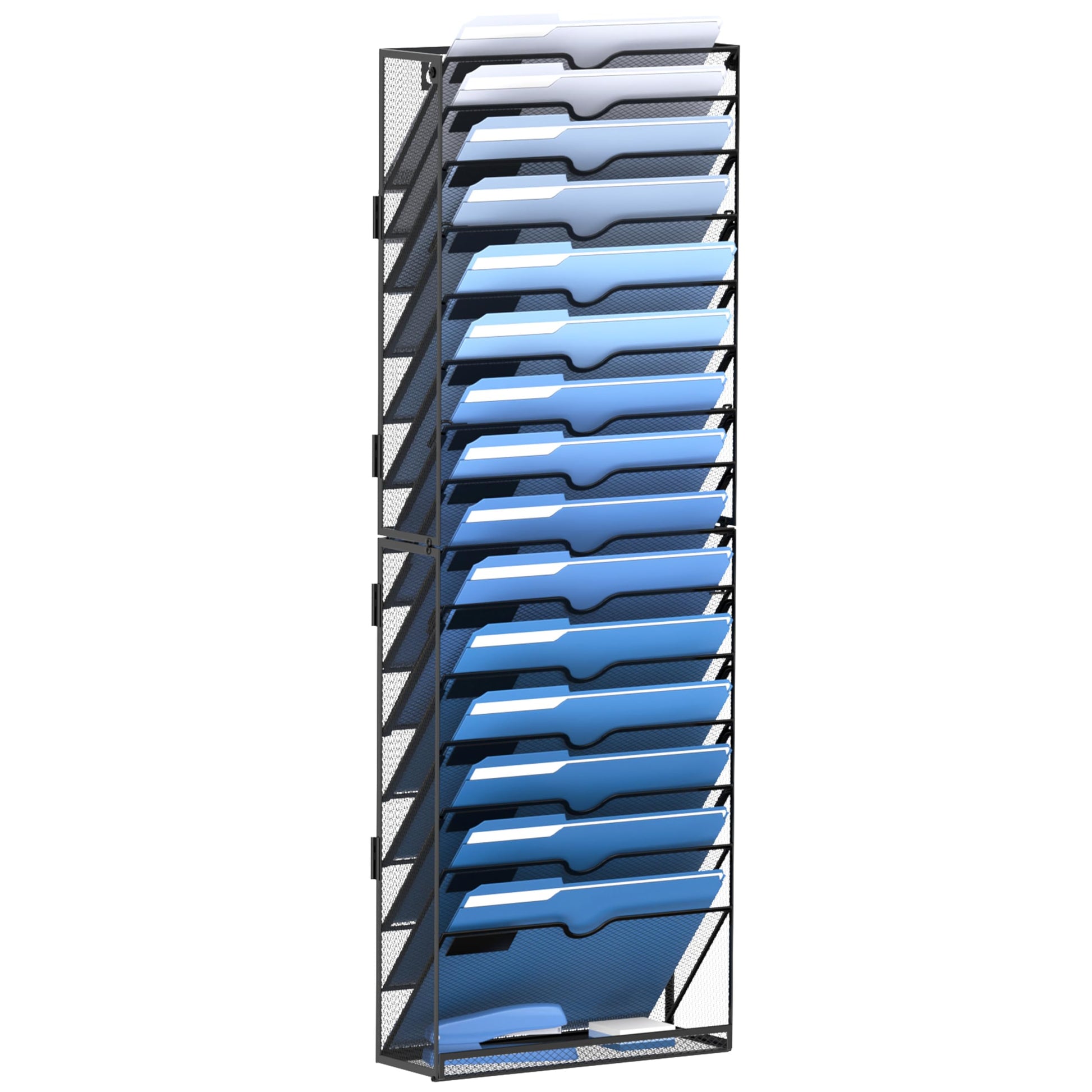 DALTACK Wall File Holder 16 Tier Hanging Wall File Organizer, for Papers Mails Folders Clipboard