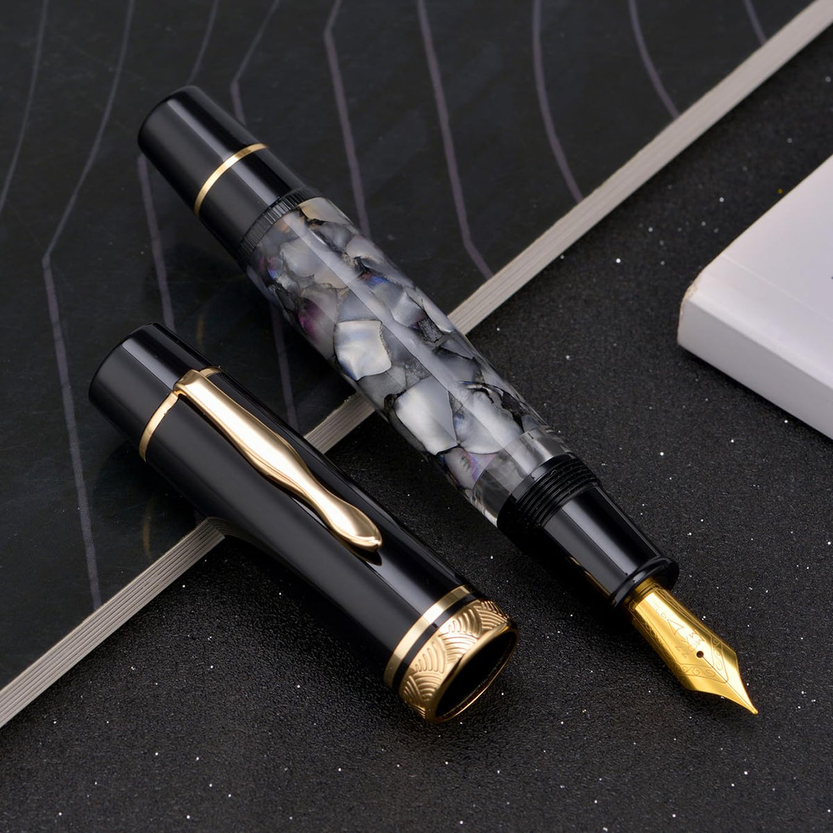 erofa Majohn P139 Fountain Pen Medium Nib Brass Piston System Large Capacity Writing Pen with Box