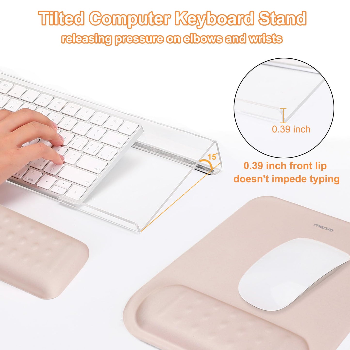 MOSISO Keyboard Stand&Wrist Rest Support for Keyboard &Mouse Pad Set