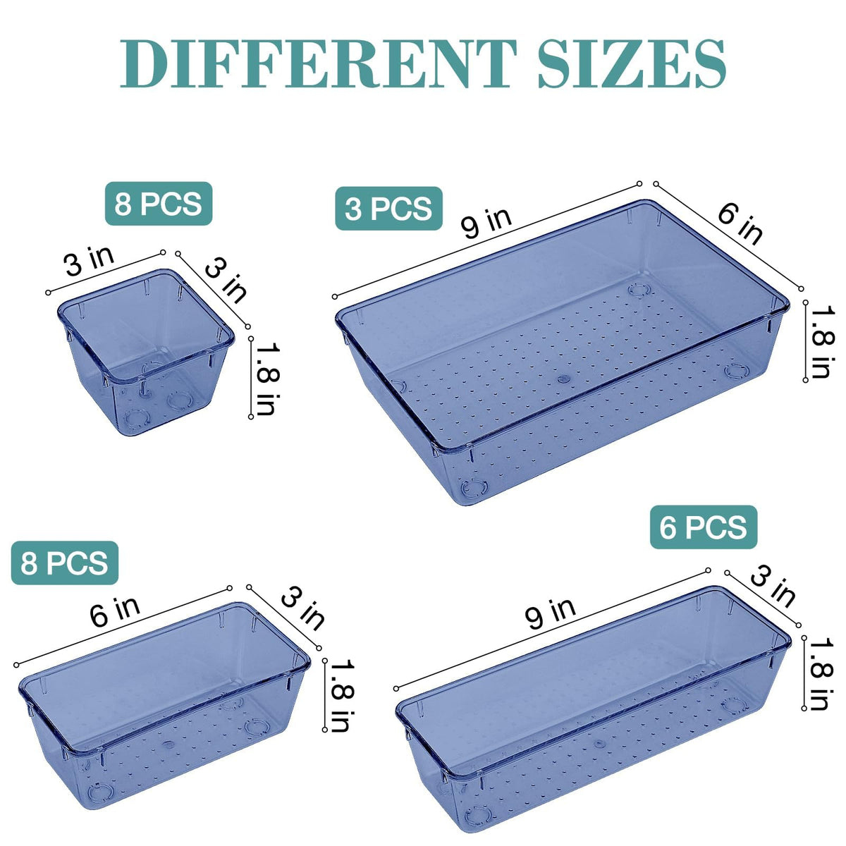 25 PCS Drawer Organizer Set, 5 Size Bathroom and kitchen organizer Trays