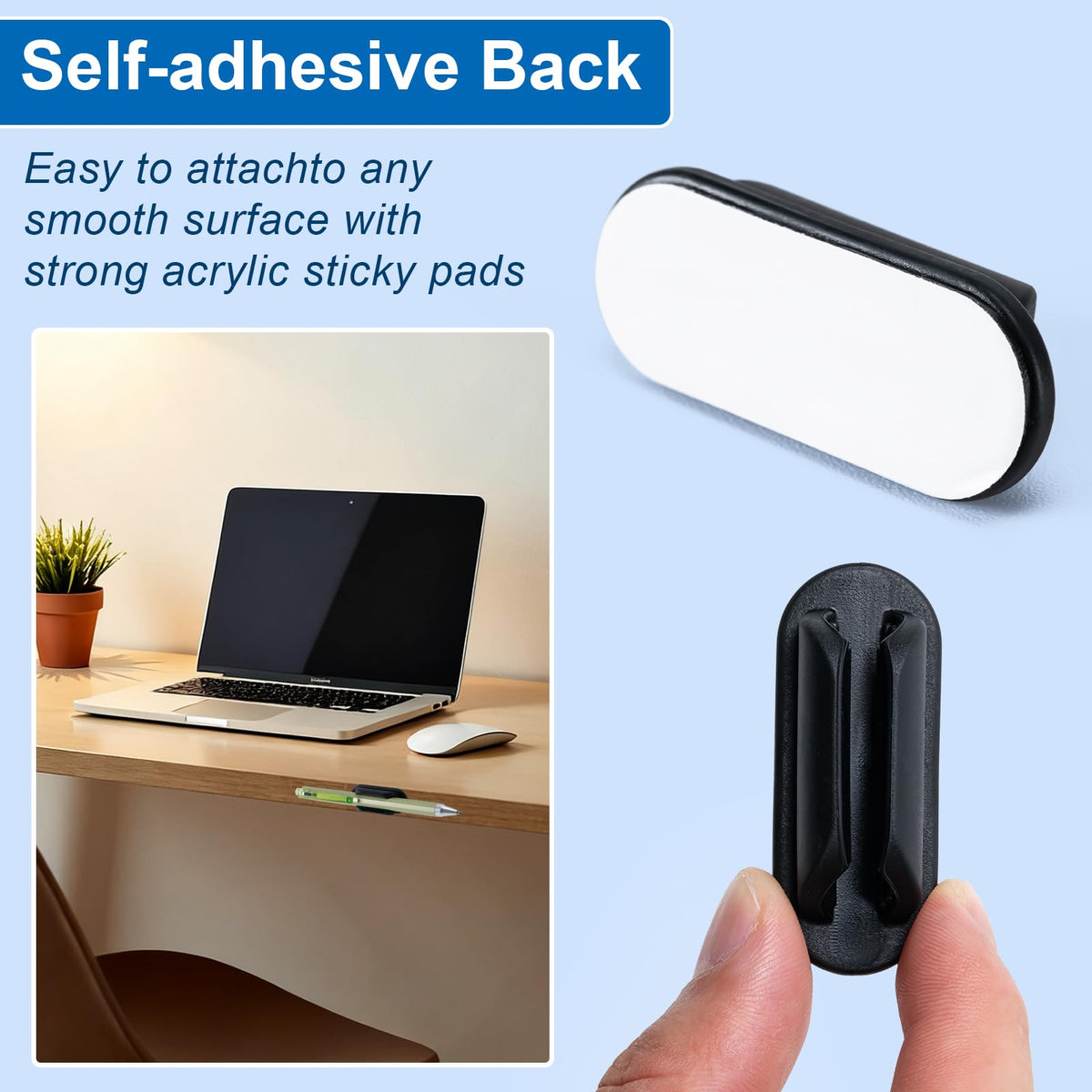 40 Pack Adhesive Pencil Holders for Desk,Silicone Flexible Pen Holder for Wall, Office