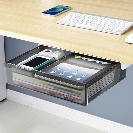 SVNNELP Large Under Desk Table Drawer Storage Organizer A4, Hidden Self-Adhesive Under Desk Pencil