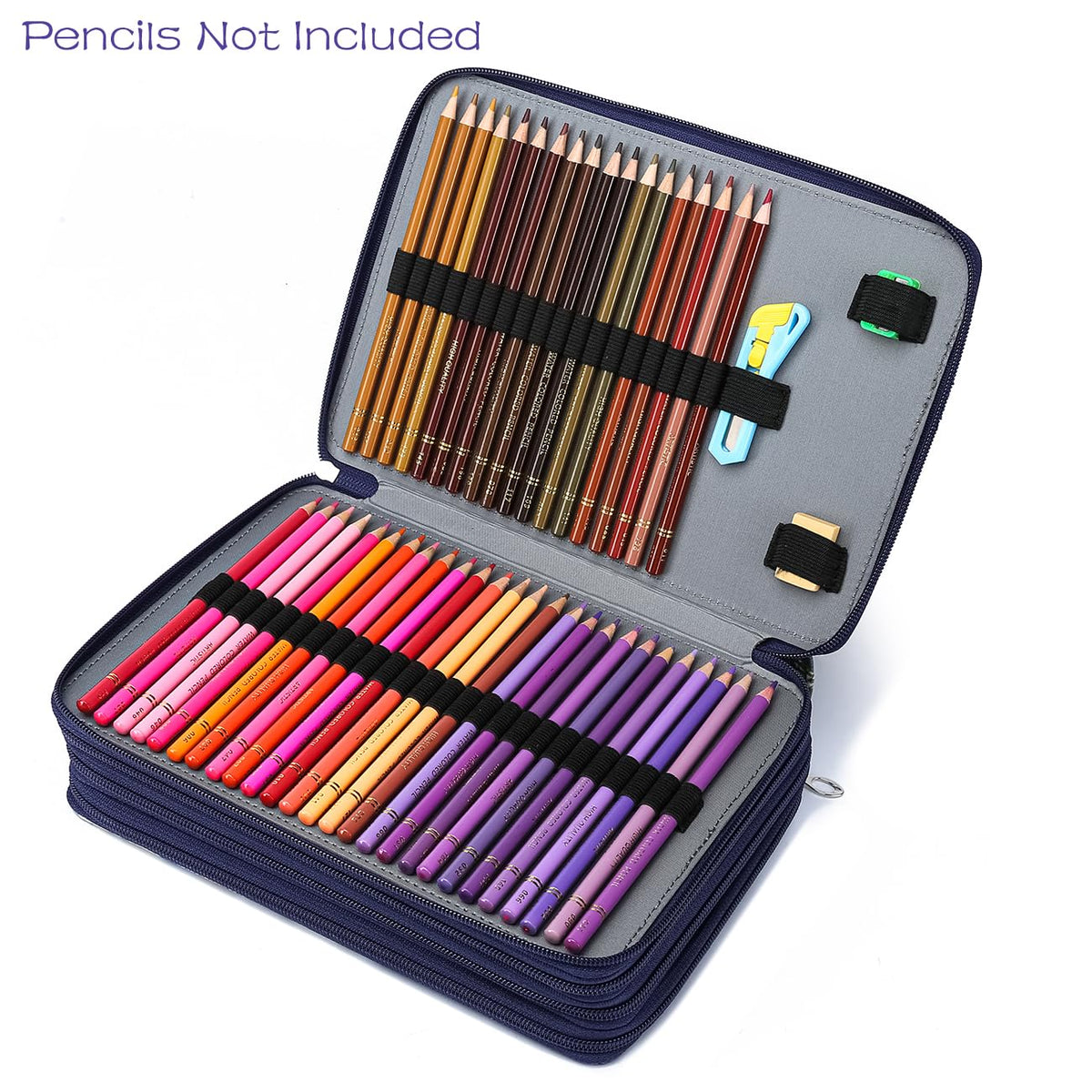 YOUNGCOL 200 Slots Colored Pencil Case Color Pencil Organizer Holder With Zipper Closure Large