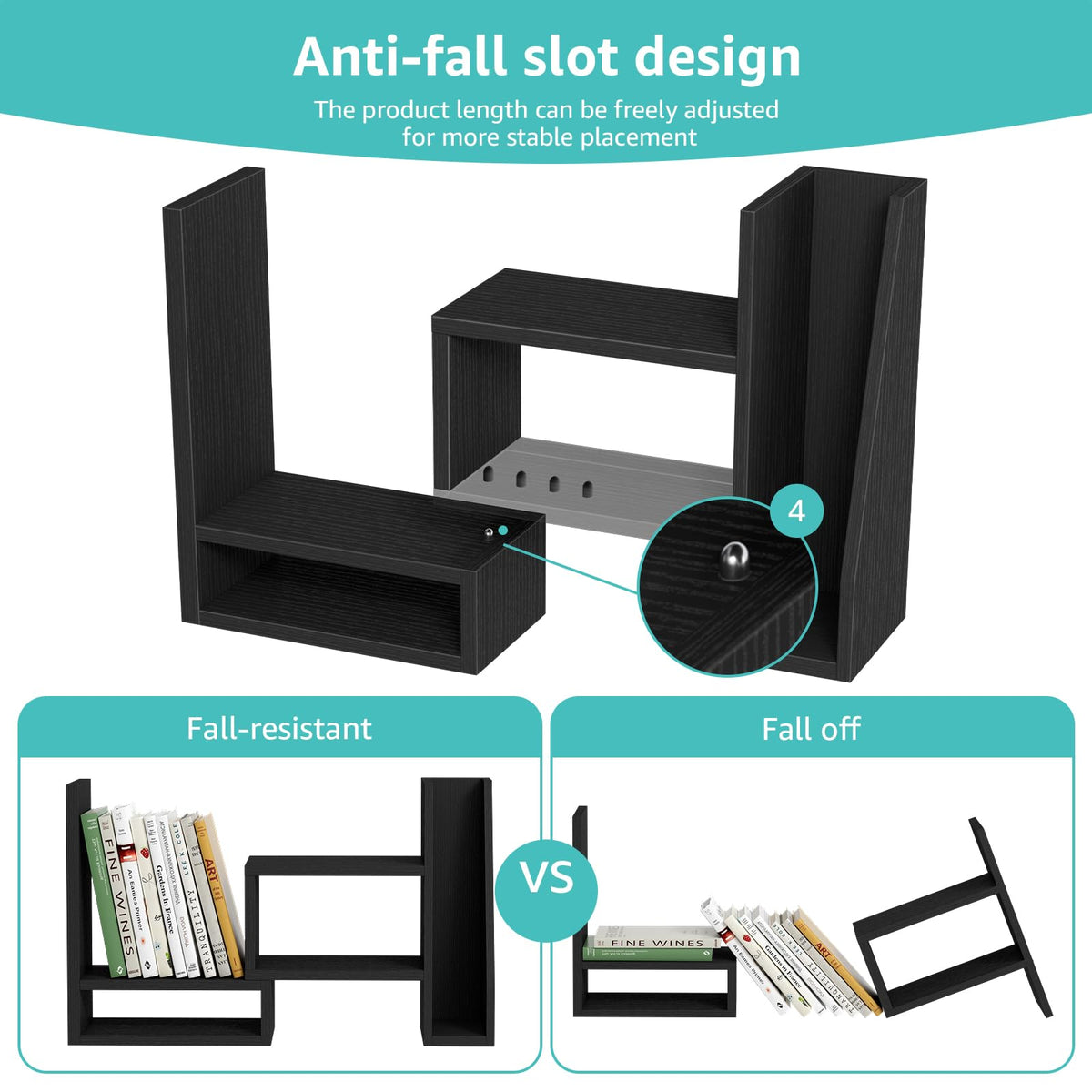 Desktop File Organizer Desk Organizer Shelf - Black Office Organization Shelves for Top of Desk
