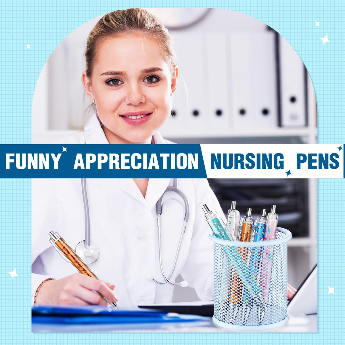 Jetec 50 Pcs Nurse Week Pens Ballpoint Bulk Cna Gift Appreciation Ink Funny Pens Set OT Month