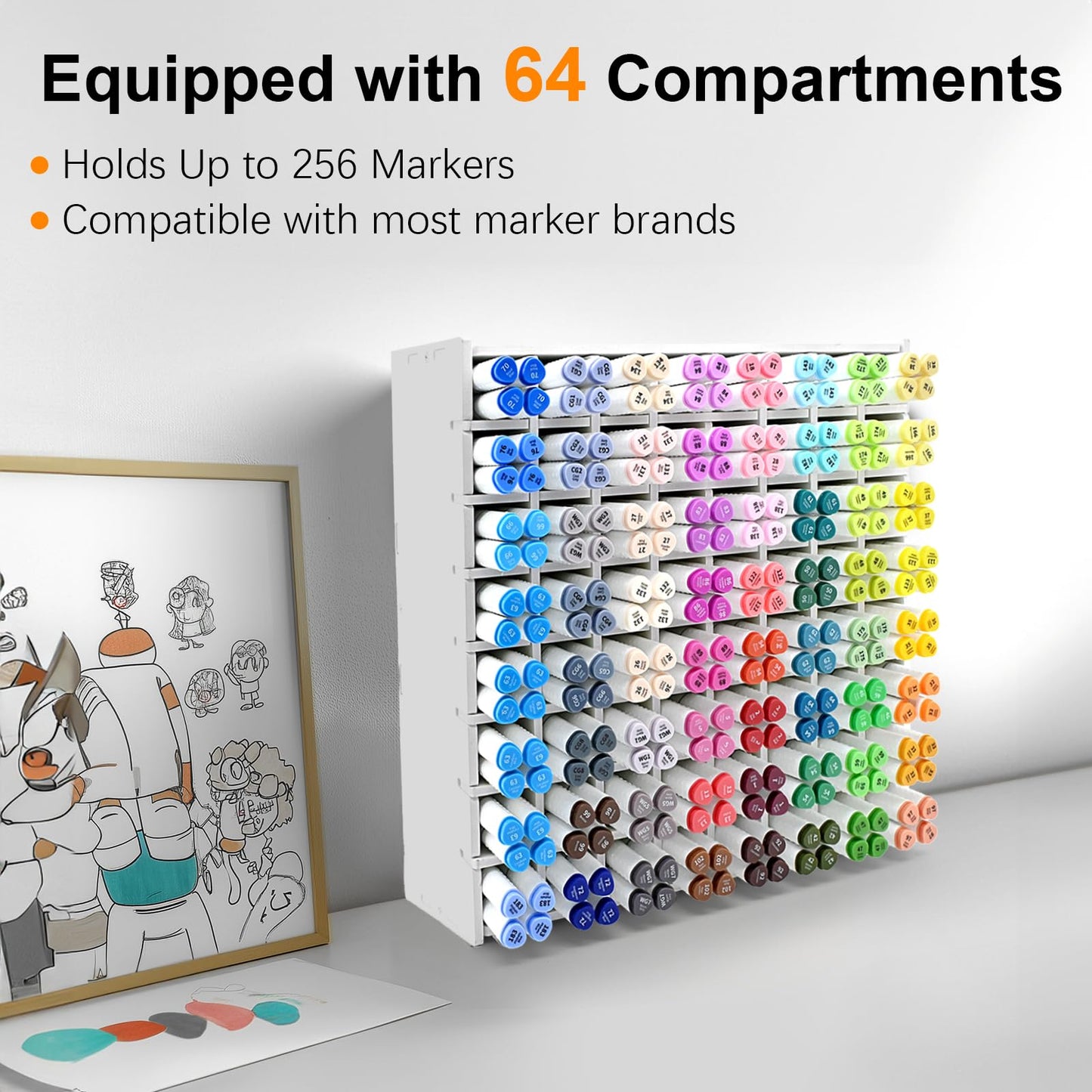 CKAGF Marker Organizer for 256 Markers, Desktop Art Supply Storage Holder