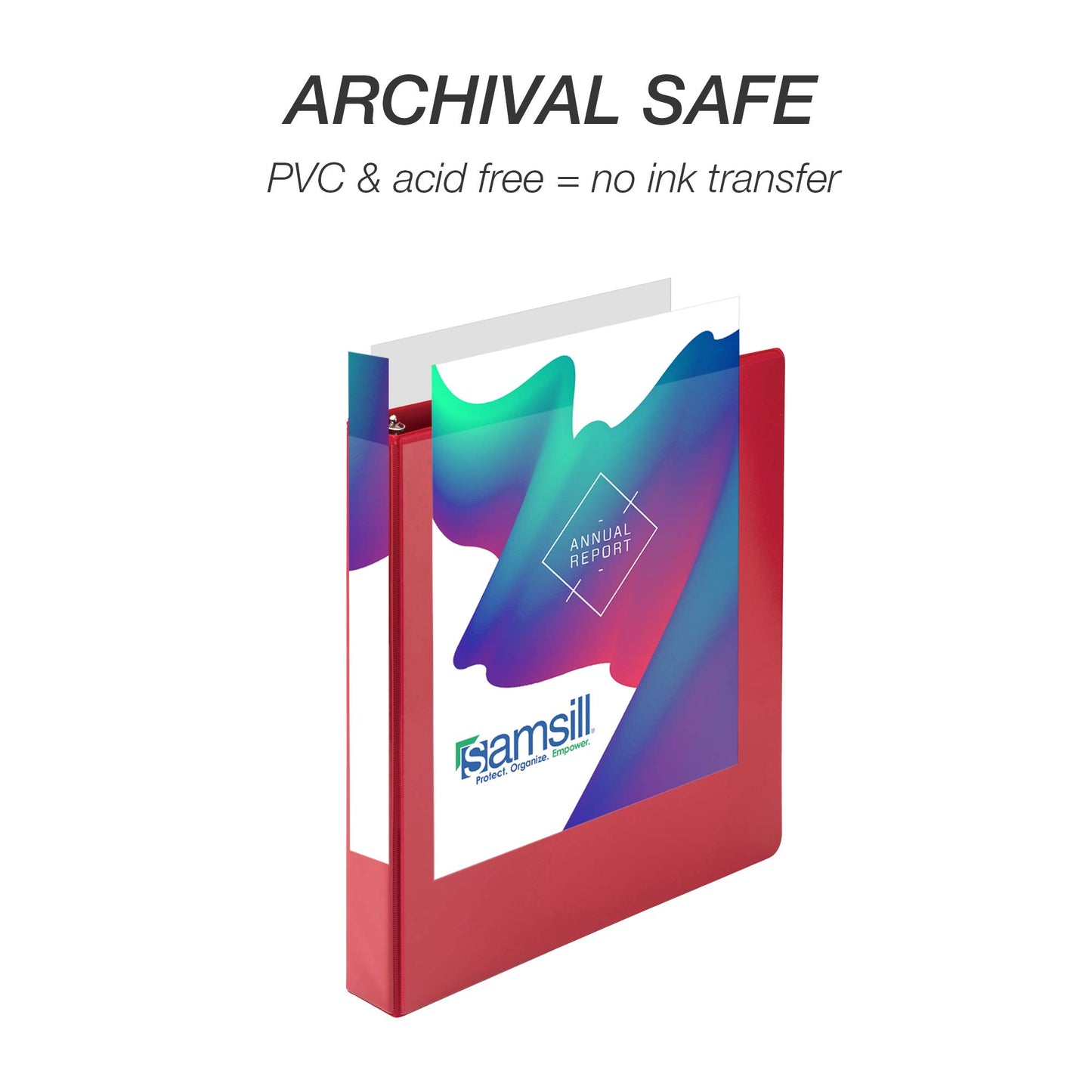 Samsill Durable 1 Inch Binder, Round Ring Customizable Clear View Binder, Red, 8 Pack (MP88433)