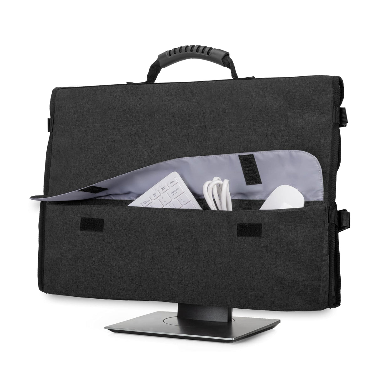 CURMIO 24 Inch Computer Monitor Carrying Case with Rubber Handle, Black