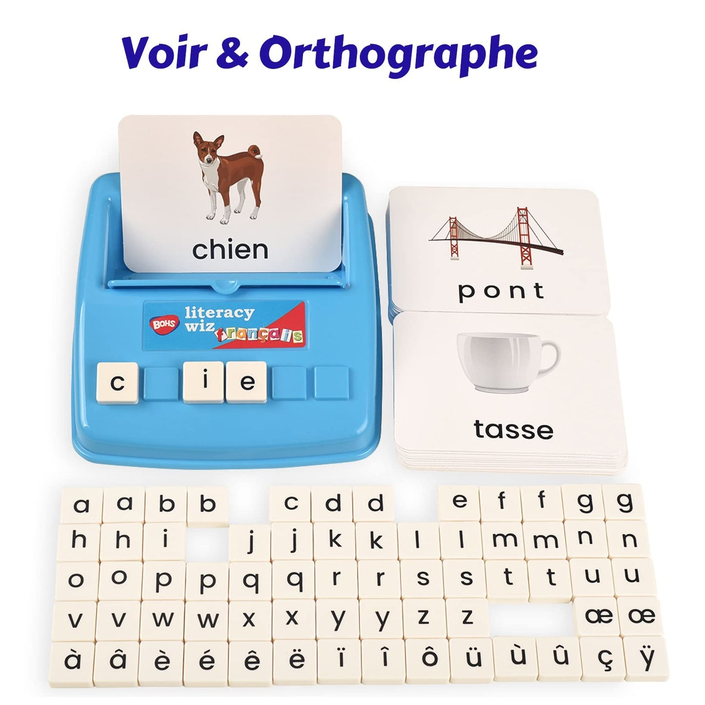 BOHS French Flash Cards for Kids, 60-Card Spelling and Language Game
