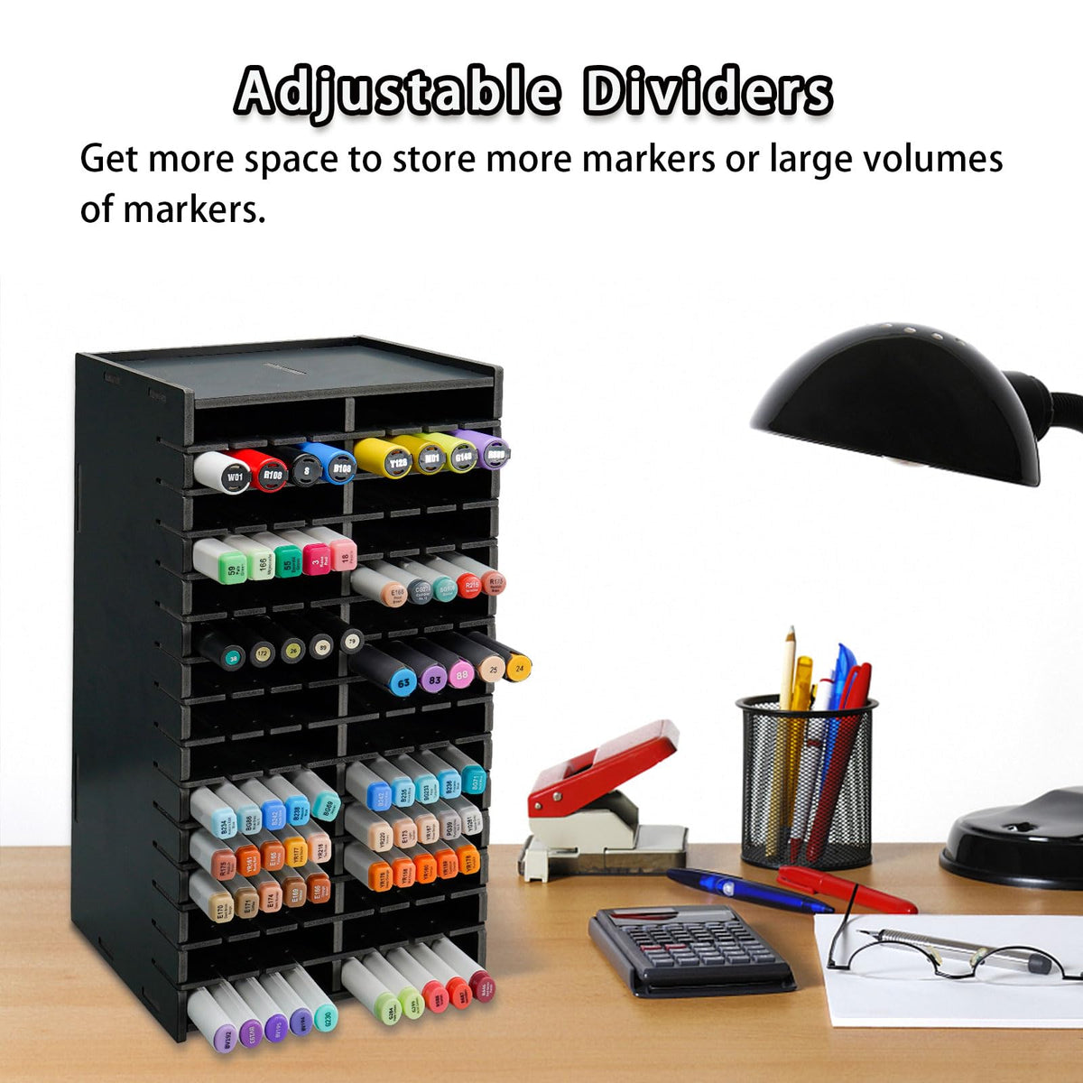 SANFURNEY Art Marker Storage Rack for 120 Markers Black