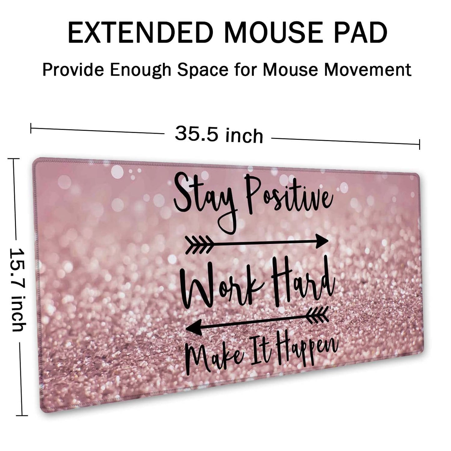 SSOIU Desk Mat, Extended Gaming Mouse Pad 35.5x15.7 in Stay Positive Work Hard and Make It Happen