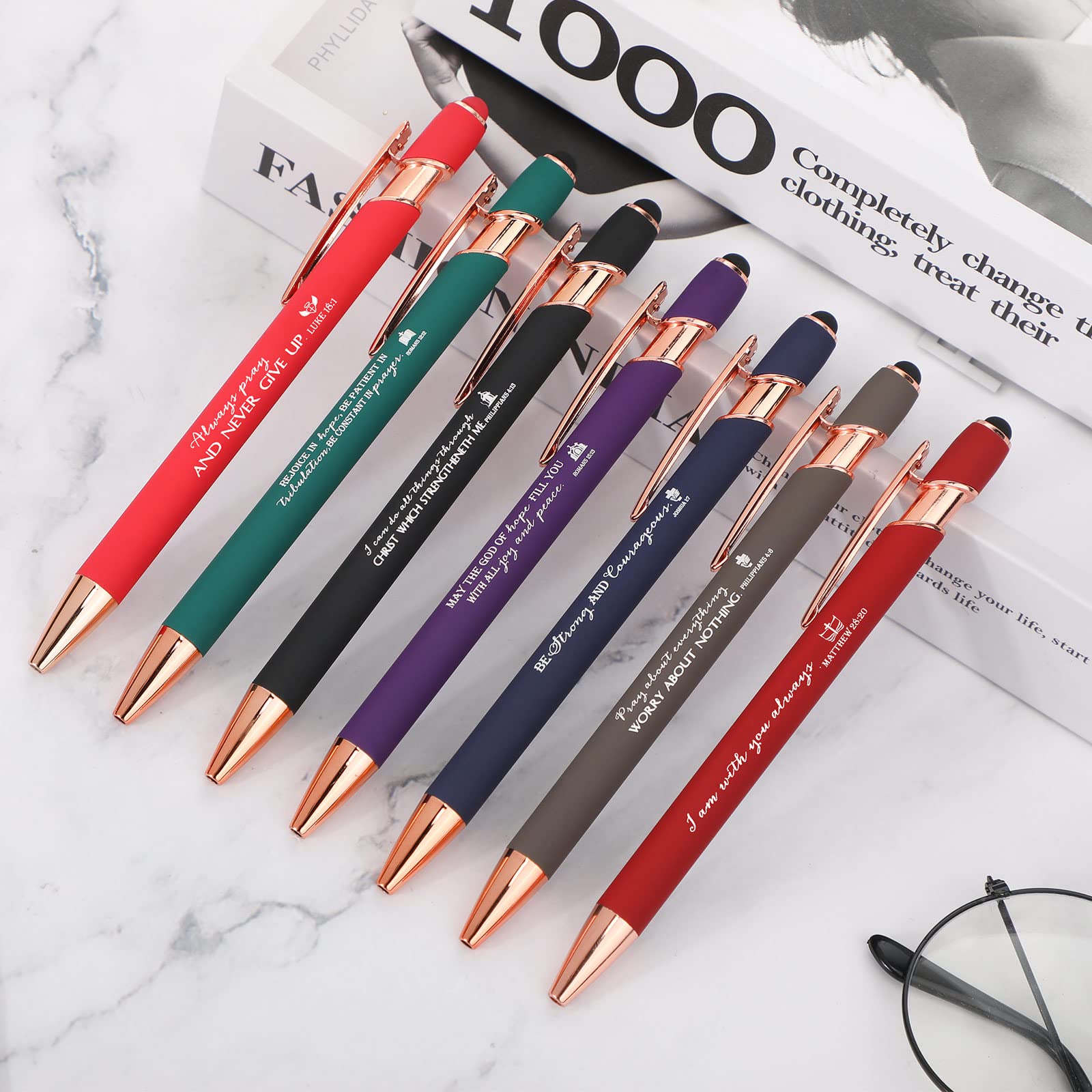 Fumete 21 Pcs Christian Pens with Stylus Tip Inspirational Gift Bulk