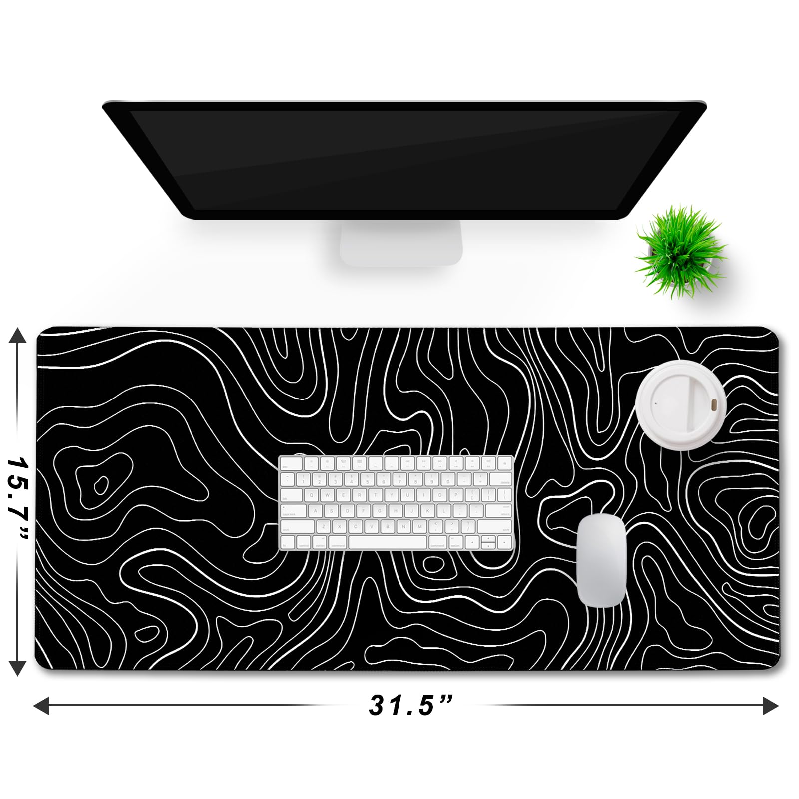 Large Mouse Pad Big Desk Mat Large Office Desk Pad, White Line