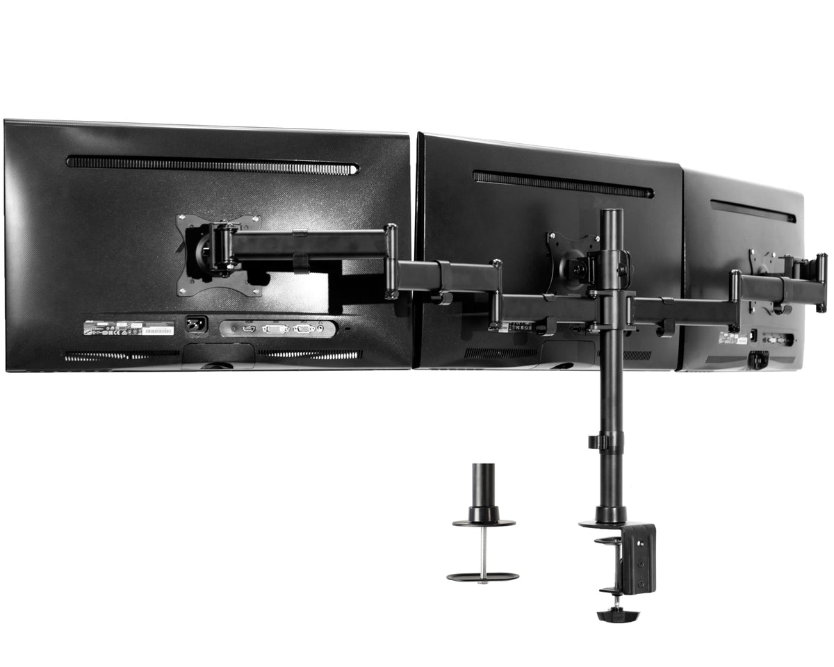 VIVO Triple Monitor Adjustable Heavy Duty Mount, Articulating Stand for 3 LCD Screens up to 24