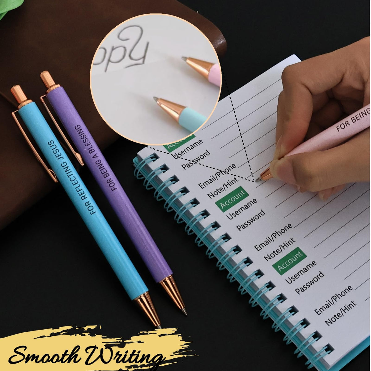 Jxueych Fancy Metal Pen Set with Inspirational Motivational Quotes Nice and Cute Boss Lady Gifts